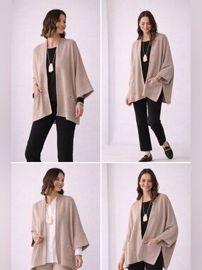 MarlaWynne Drama Knit Tan Kimono Lagenlook Oversized Cozy Minimalist Layering